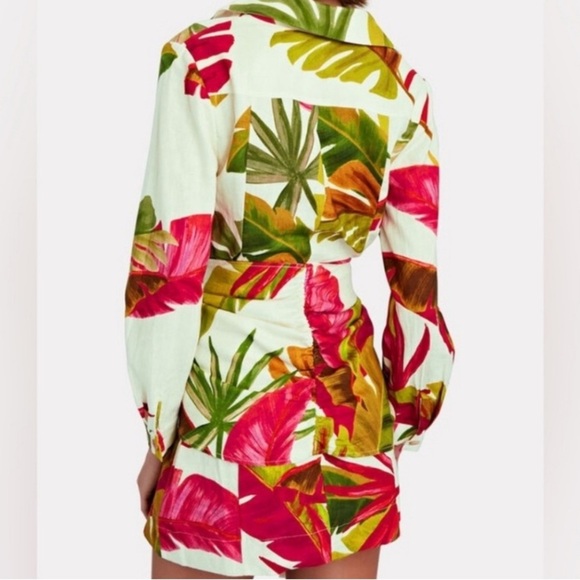 FARM Rio Red and Green Asymmetrical Wrap Dress - Picture 2 of 4